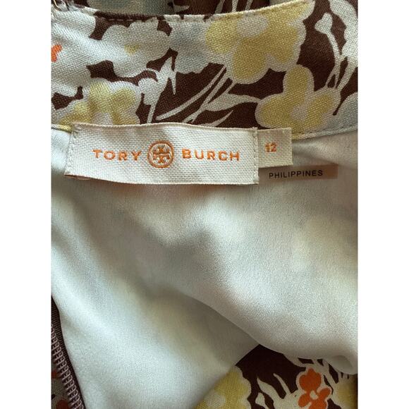 Tory Burch Silk Wool Challis Short Dress Reverie Brown Size 12 - Picture 8 of 11